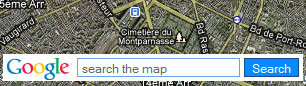 champ de recherche Google Map