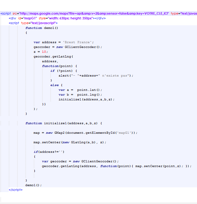 code basique de chargement de la google map